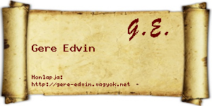 Gere Edvin névjegykártya